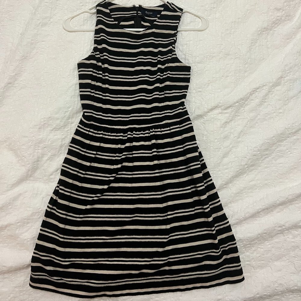 Madewell - black with white pinstripe linen dress - XS